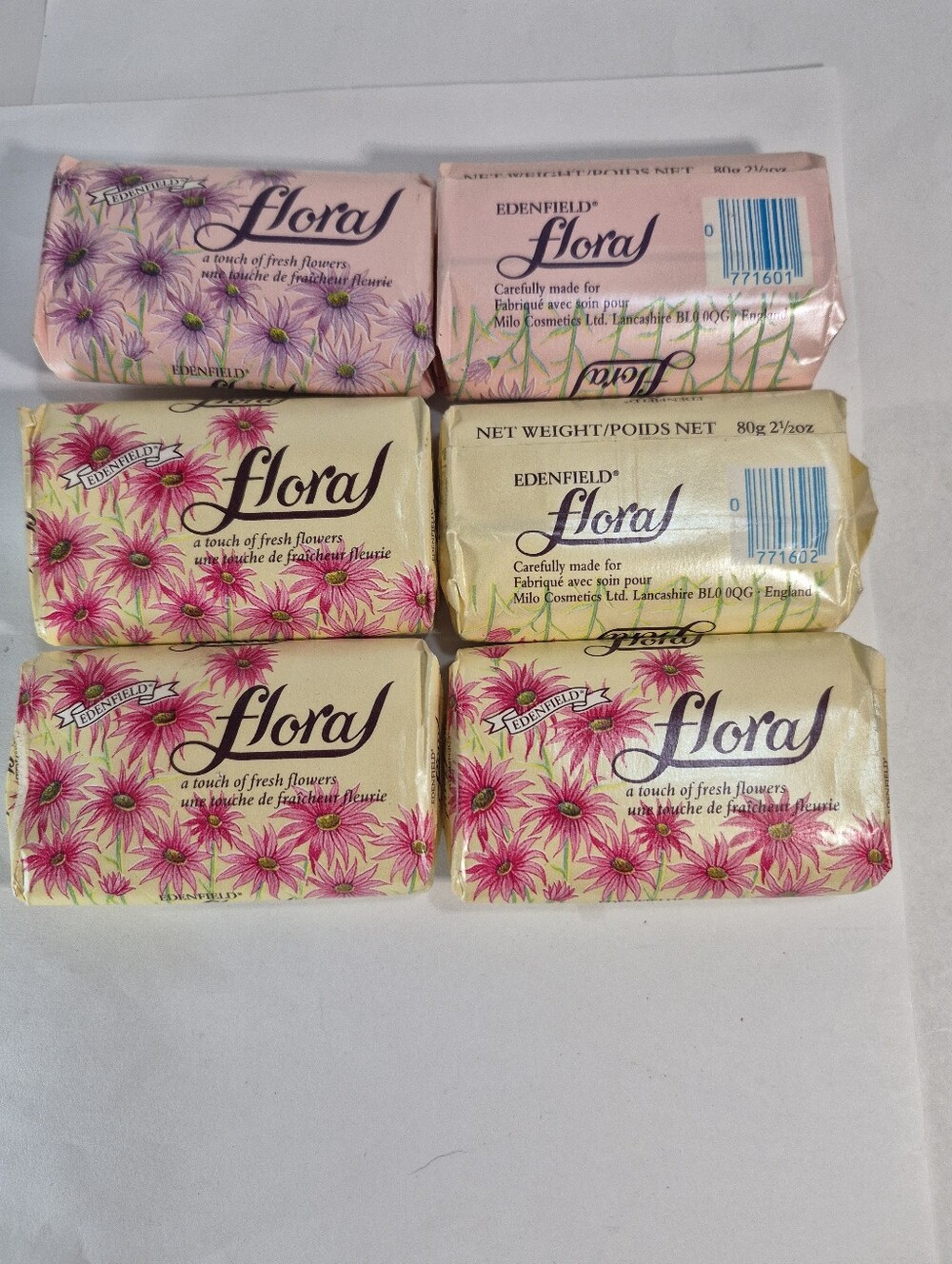 6 Vintage Edenfield Floral Soap Pink Yellow England UK Scented